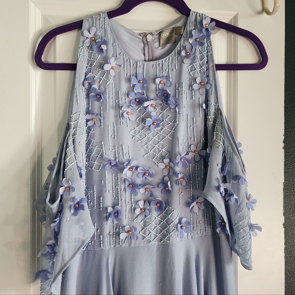 Light blue flowy beaded dress